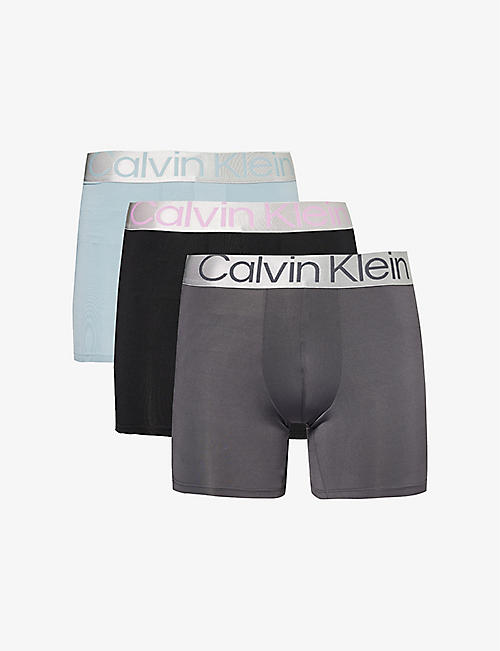 CALVIN KLEIN: Logo-waistband pack of three stretch-woven boxer briefs