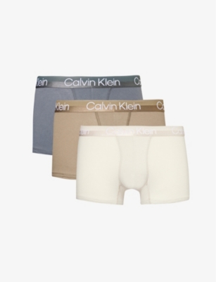 CALVIN KLEIN: Calvin Klein pack of three recycled cotton-blend trunks