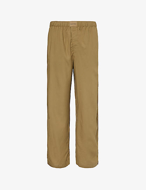 CALVIN KLEIN: Branded-patch elasticated-waist woven pyjama trousers