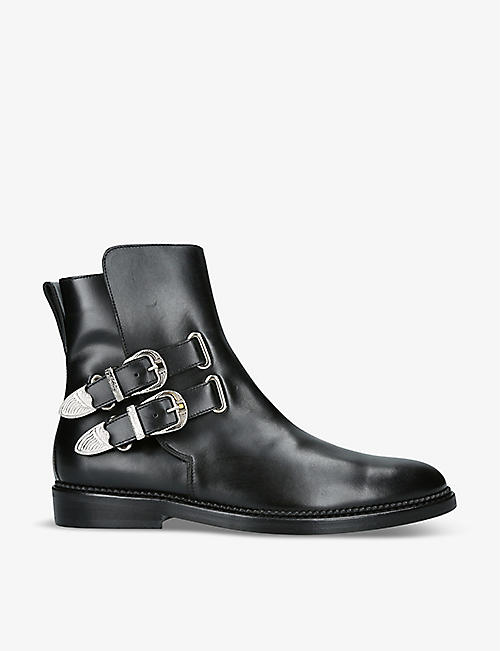 TOGA VIRILIS: Stud-embellished buckled leather Chelsea boots