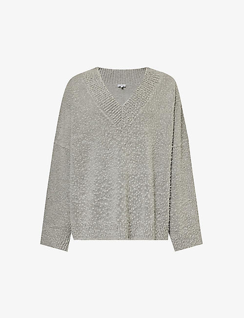 LOEWE: V-neck brushed-texture wool-blend jumper