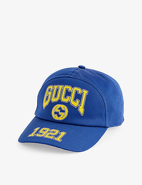 GUCCI: Brand-print panelled cotton cap