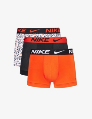 NIKE: Logo-waistband pack of three recycled polyester-blend trunks