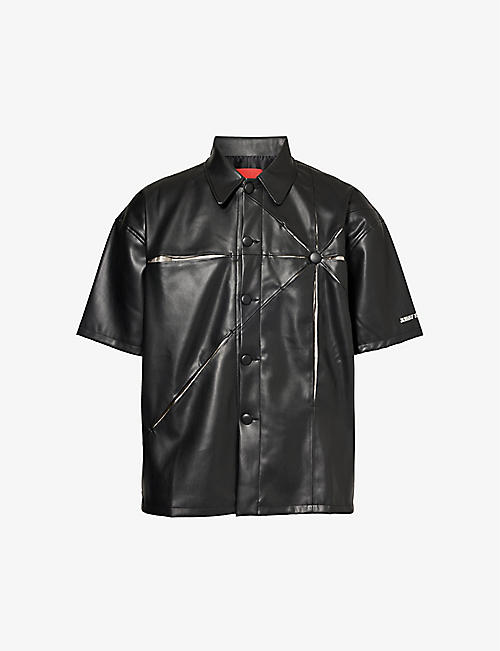 KUSIKOHC: Origami cut-out faux-leather shirt