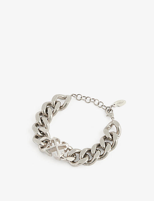 OFFWHITE: Arrow branded-charm silver-tone brass chain bracelet