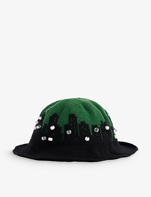 OFFWHITE: Palaces bead-embellished cotton-blend knitted hat