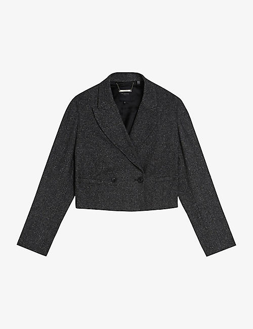 TED BAKER: Peak-lapel cropped woven blazer