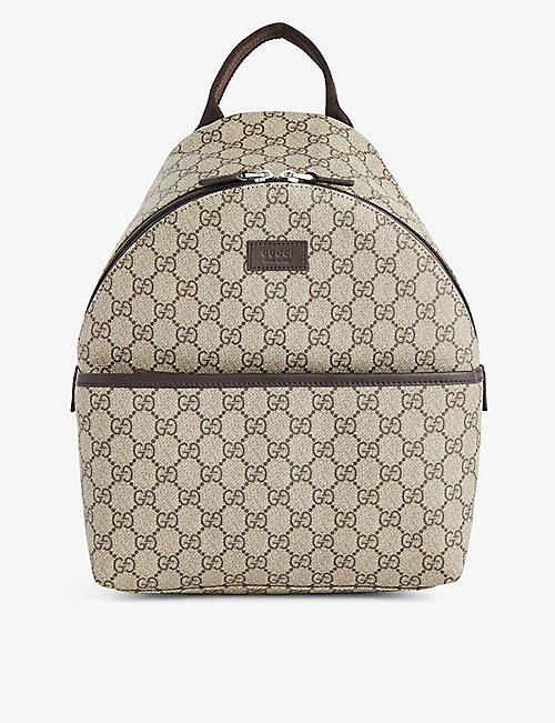 GUCCI: Monogram-pattern canvas backpack
