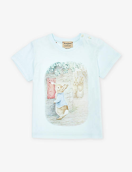 GUCCI: Gucci x Peter Rabbit watercolour-print cotton-jersey T-shirt 18-36 months