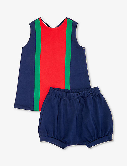 GUCCI: Web G-embroidery two-piece cotton-jersey set 0-18 months