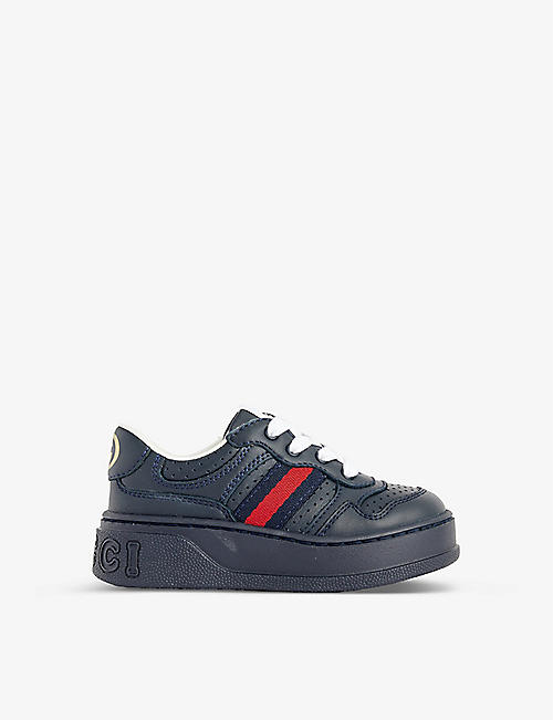 GUCCI: Kids' logo-print leather low-top trainers