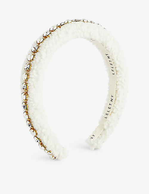 LELET NY: Shearling Swarovski-crystal headband