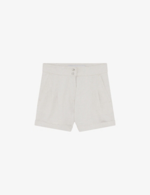 IRO: Canva high-rise cotton-blend shorts