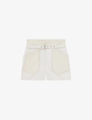 IRO: Necati stitched-patchwork leather shorts