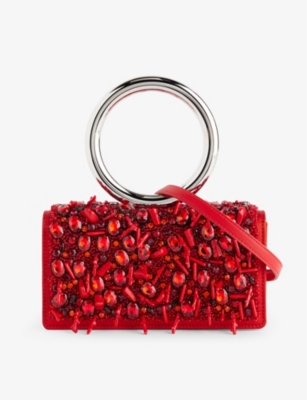 FERRAGAMO: Coralli rhinestone-embellished leather clutch bag