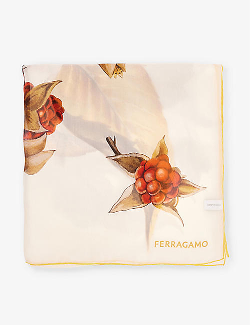 FERRAGAMO: Floreali graphic-print silk scarf