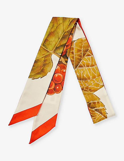 FERRAGAMO: Floreali graphic-print silk scarf
