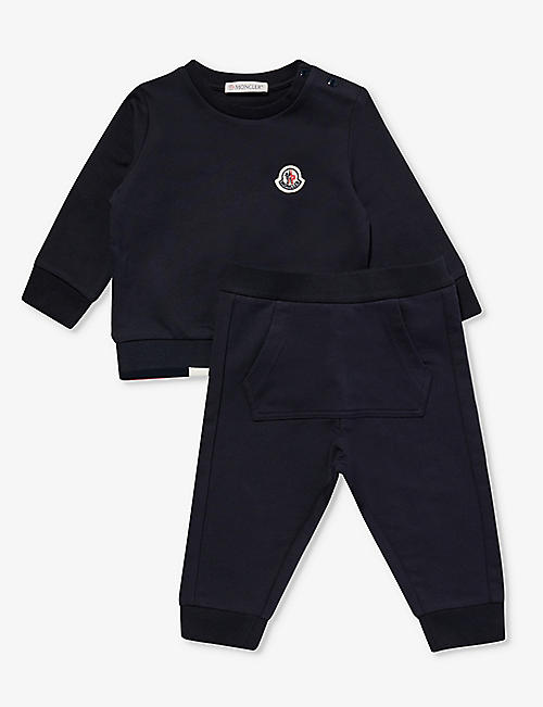 MONCLER: Logo-patch cotton-jersey tracksuit 3 months-3 years