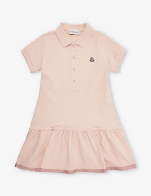 MONCLER: Brand-patch short-sleeve stretch-cotton dress 4-12 years