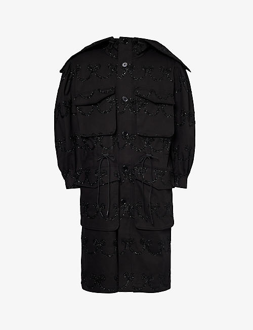 SIMONE ROCHA: Bow-pattern relaxed-fit cotton-twill coat