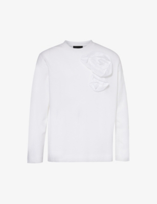 SIMONE ROCHA: Floral-appliqué crewneck cotton-jersey T-shirt