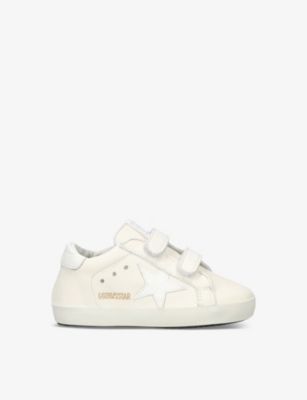 GOLDEN GOOSE: May School logo-print leather trainers 0 months-12 months