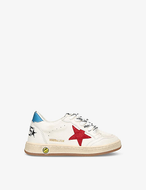 GOLDEN GOOSE: Ballstar logo-print leather low-top trainers 6 months-5 years