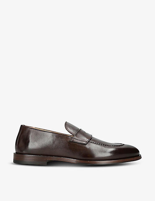 BRUNELLO CUCINELLI: Classic panelled leather penny loafers