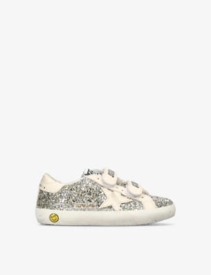 GOLDEN GOOSE: Old School glitter-embellished leather low-top trainers 6-9 years