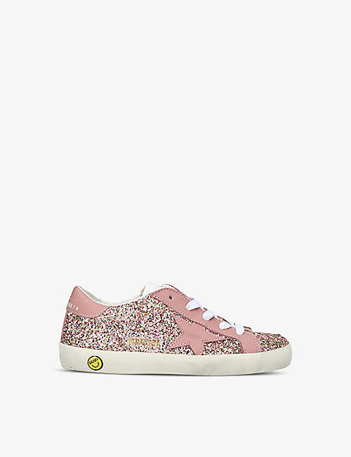 GOLDEN GOOSE: Super Star glitter-embellished woven low-top trainers 6-9 years