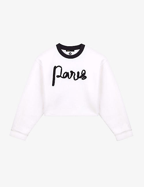 MAJE: Paris text-embroidered cotton sweatshirt