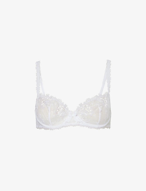 SIMONE PERELE: Wish stretch-tulle and lace underwired half-cup bra