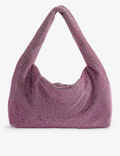 KARA: Crystal-embellished metallic shoulder bag