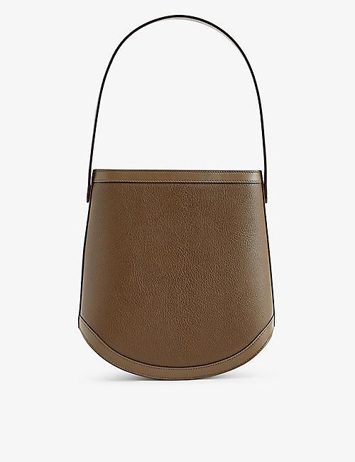 SAVETTE: Bucket leather top-handle bag