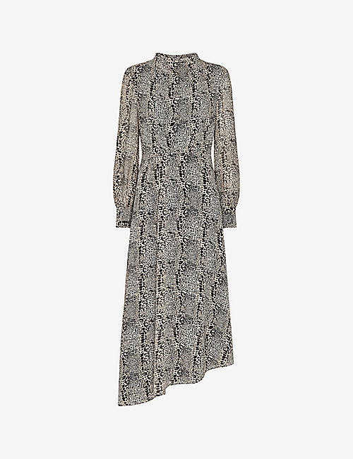 WHISTLES: Meg snake-print recycled-polyester midi dress