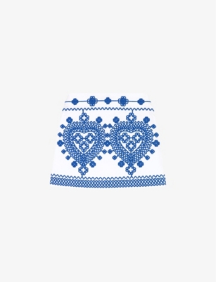 MAJE: Embroidered-motif stretch-cotton mini skirt