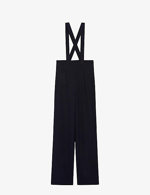 CLAUDIE PIERLOT: Contrast-stripe straight-leg high-rise knitted trousers