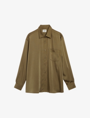 CLAUDIE PIERLOT: Loose-fit patch-pocket satin shirt