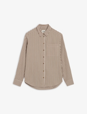 CLAUDIE PIERLOT: Striped-pattern curved-hem cotton shirt