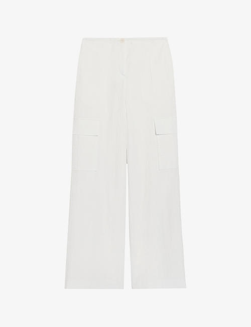 CLAUDIE PIERLOT: Patch-pocket straight-leg mid-rise stretch-cotton trousers