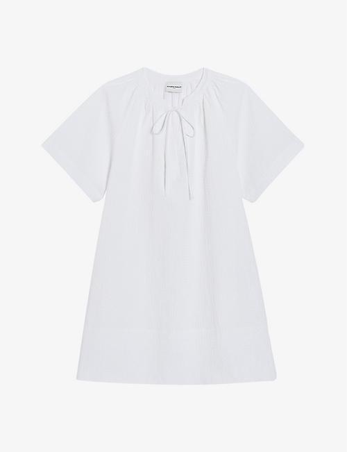 CLAUDIE PIERLOT: Textured self-tie stretch-cotton mini dress