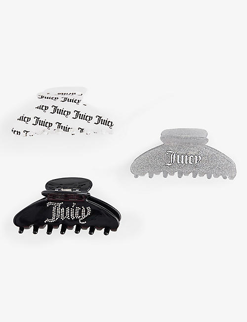 JUICY COUTURE: Brand-print pack of three acetate hair clips