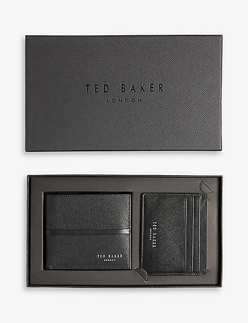 TED BAKER: Saunder logo-embossed leather wallet and cardholder set