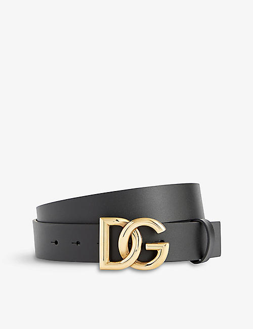 DOLCE & GABBANA: Logo-buckle leather belt