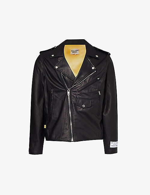 GALLERY DEPT: Brand-patch notched-lapel leather jacket