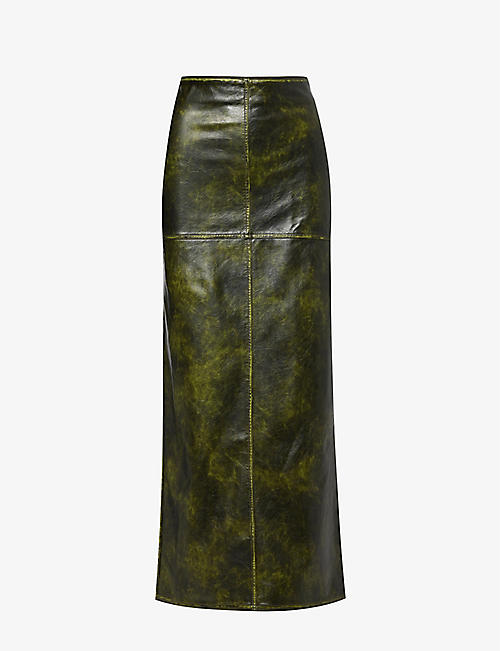 JADED LONDON: Panelled distressed faux-leather maxi skirt