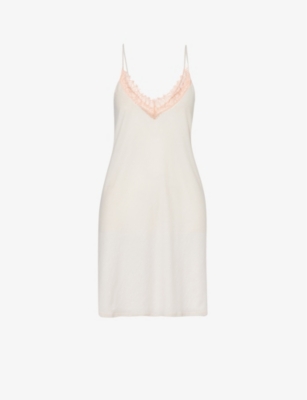 SKIN: Lace-trim sleeveless organic-cotton night dress