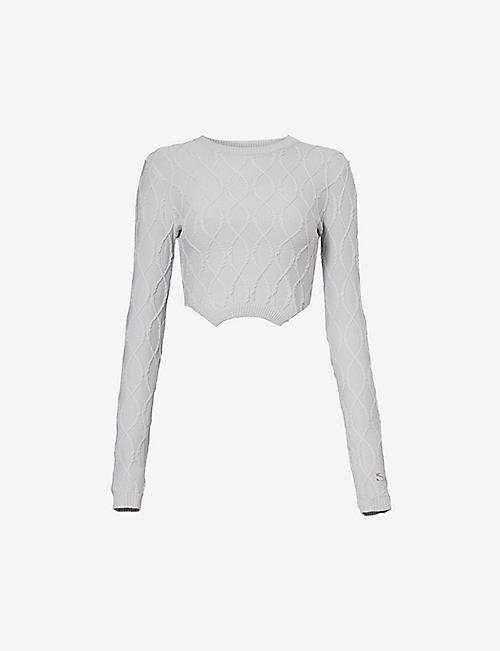SRVC: Overturned cropped knitted top