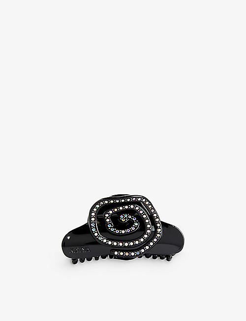KATYA: Crystal-embellished cellulose-acetate claw clip