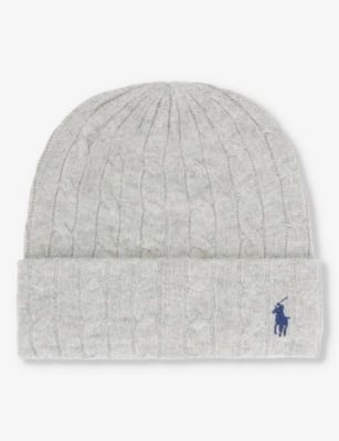 POLO RALPH LAUREN: Embroidered-logo wool and cashmere-blend beanie